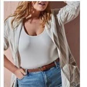 Torrid Linen Blend Unstructured Blazer. Striped two buttons Size 2X NWT